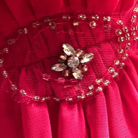 Pink Chiffon Strapless Graduation Dress Beaded Accent Scarf  Size 4 - Picture 11 of 11